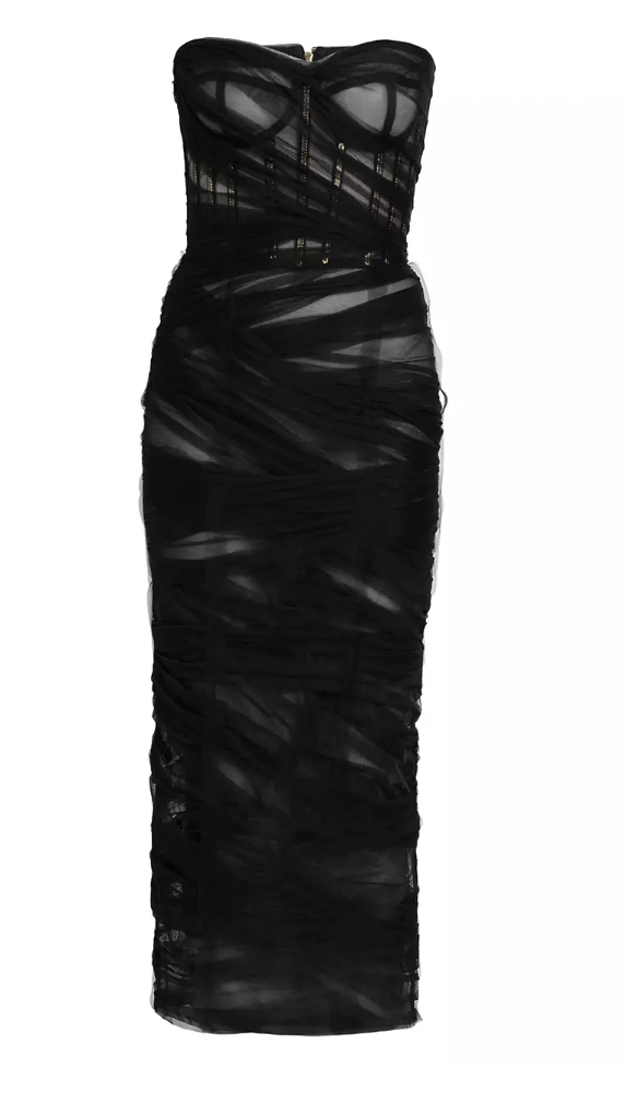 Sutton Stracke's Black Strapless Mini Dress on WWHL