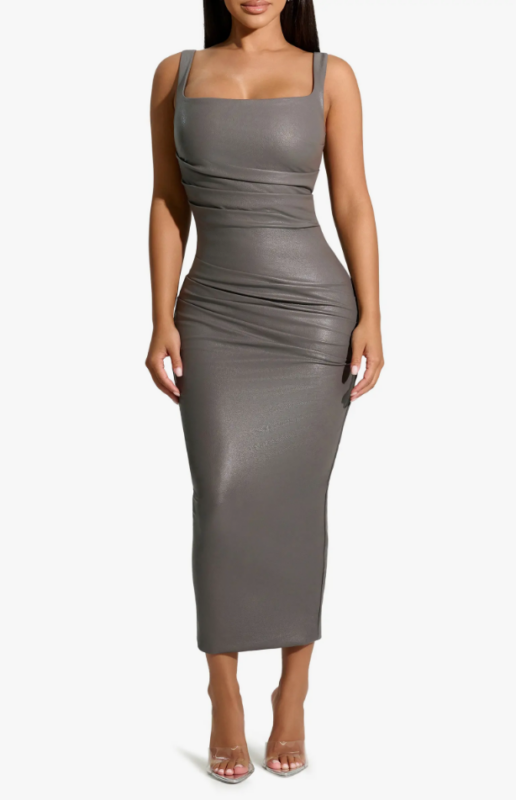 Melissa Gorga S Grey Leather Dress   Melissa Gorgas Grey Leather Dress 2 516x800 