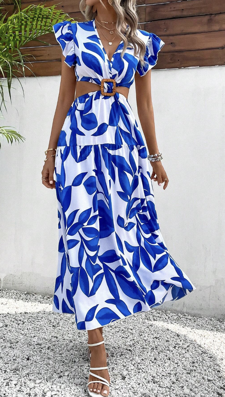 Danielle Cabral's Blue Floral Dress