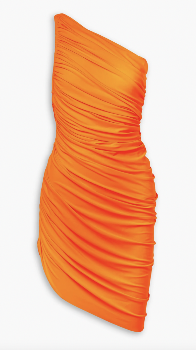 Emily Simpson's Orange One Shoulder Dress