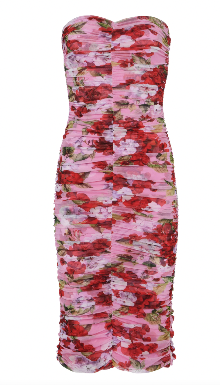 Heather Dubrow's Strapless Floral Midi Dress