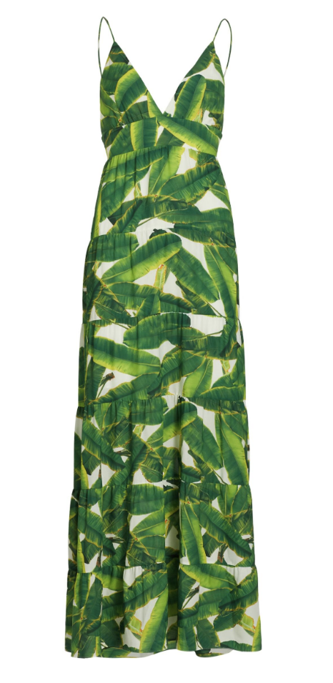 Jackie Goldschnieder's Leaf Print Maxi Dress