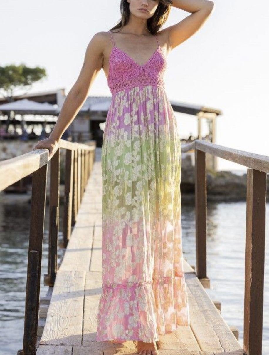 Jenn Fessler's Pink Crochet Ombre Maxi Dress