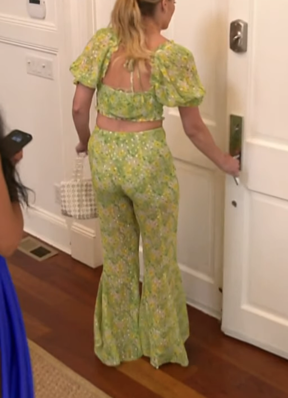 Lindsay Hubbard's Green Floral Top and Pants Set 