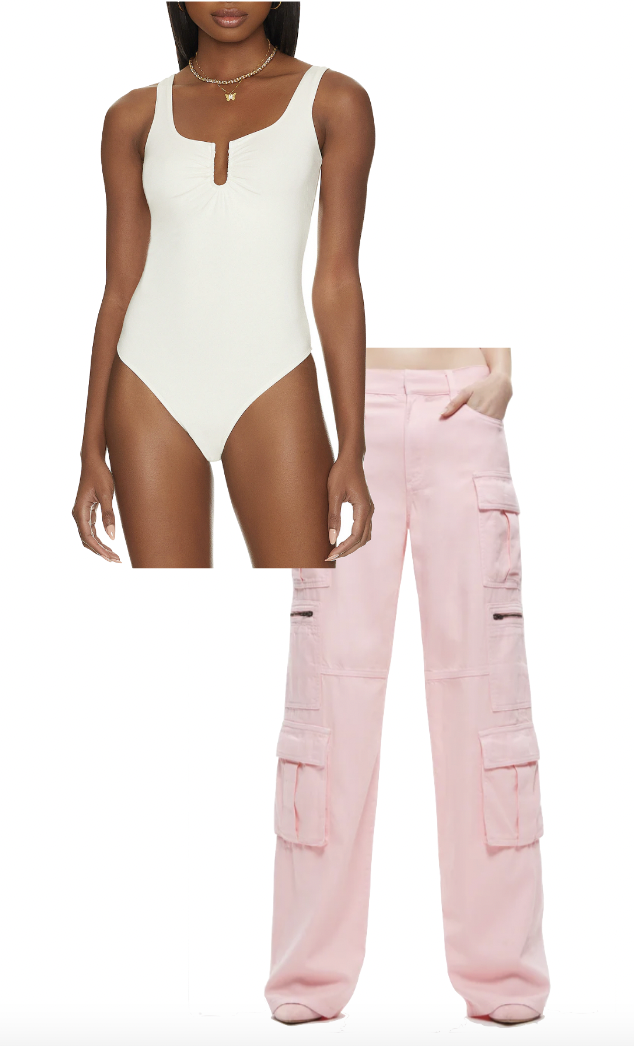 Melissa Gorga's Pink Cargo Pants and White Bodysuit