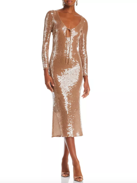 Melissa Gorga's Nude Sequin Long Sleeve Dress