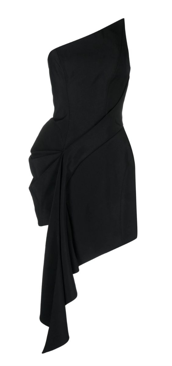 Paige DeSorbo's Black Draped Asymmetric Dress