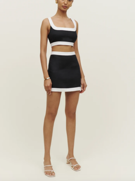 Paige DeSorbo's Black and White Skirt Set