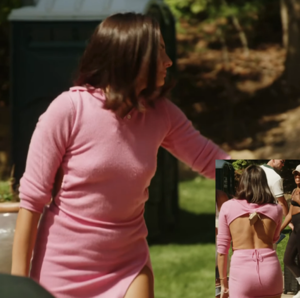 Paige DeSorbo's Pink Backless Polo and Skirt Set