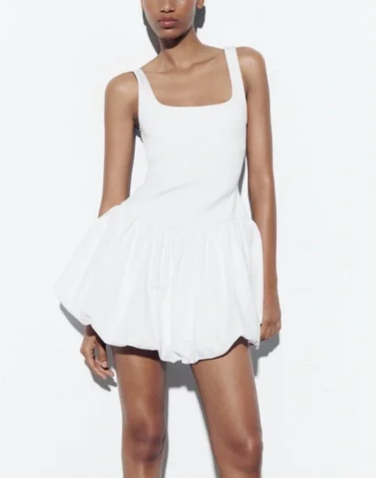 Paige DeSorbo's White Balloon Mini Dress