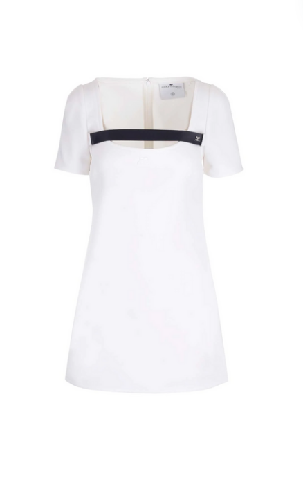 Paige DeSorbo's White Logo Mini Dress
