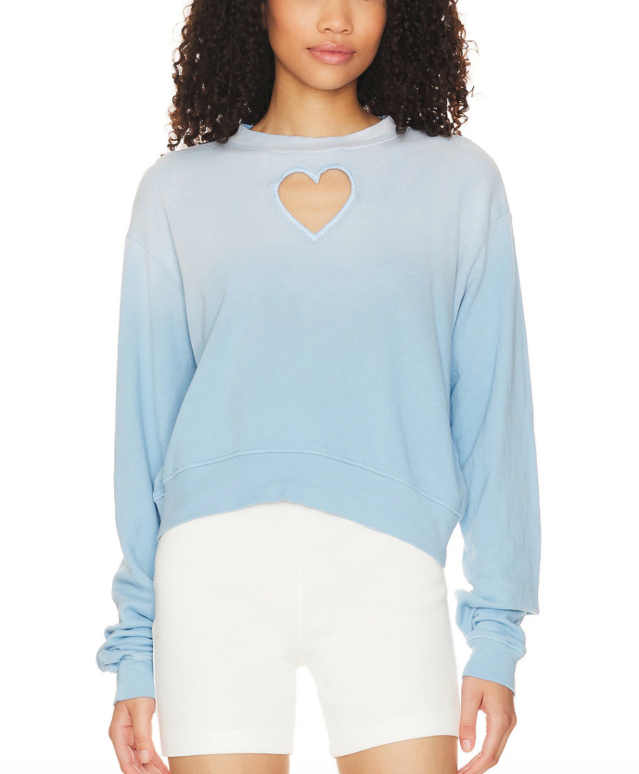 Rachel Fuda's Blue Heart Cutout Sweatshirt