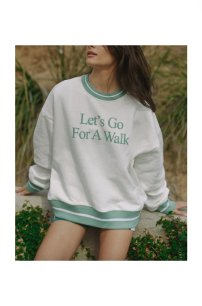 Rachel Fuda's White and Green Graphic Sweatshirt