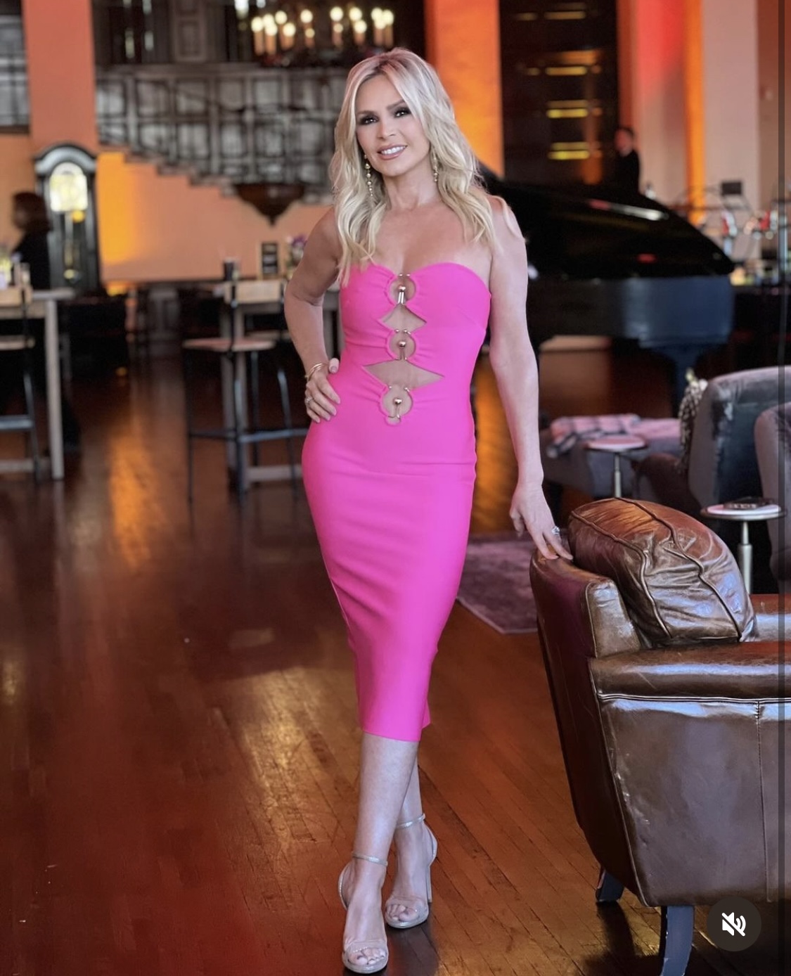 Tamra Judge's Pink Cutout Strapless Dress