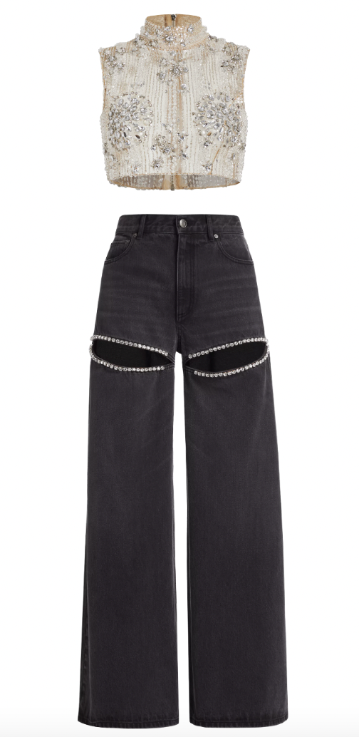 Alexia Echevarria's Black Embellished Jeans