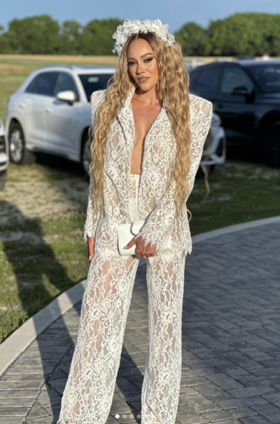 Ashley Darbys White Lace Suit