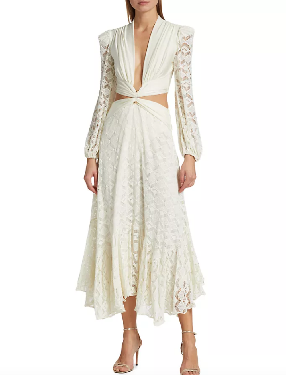 Dolores Catania's White Crochet Cutout Dress