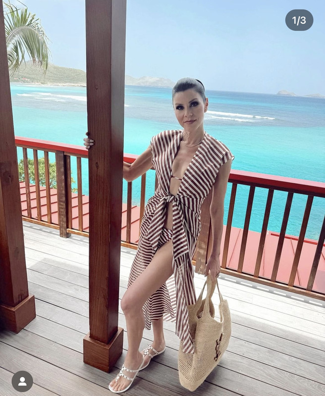 Heather Dubrow's Striped Beach Cover Up