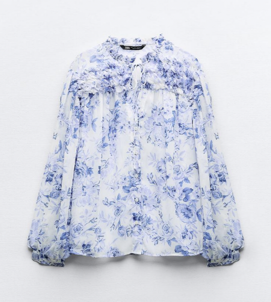 Lindsay Hubbard's White and Blue Floral Top