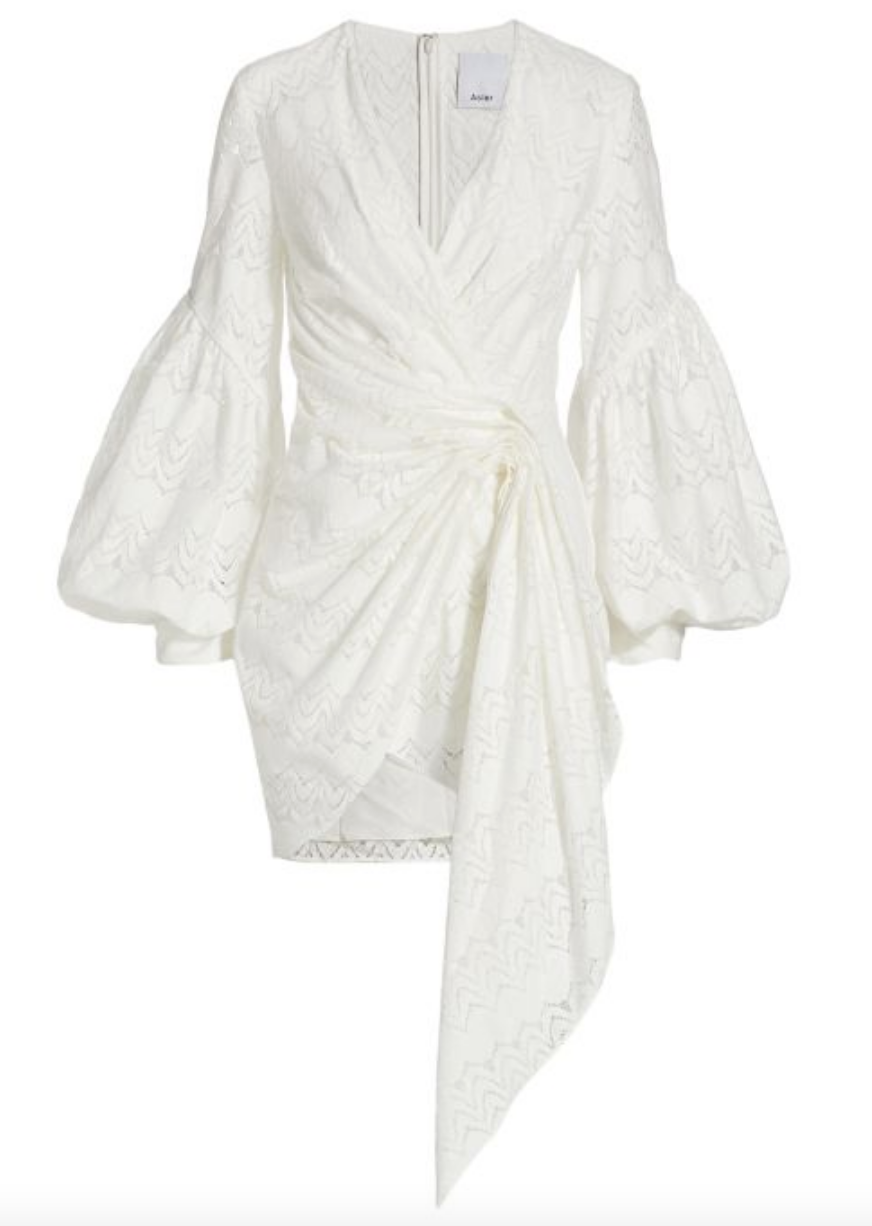 Margaret Joseph's White Laced Wrapped Mini Dress