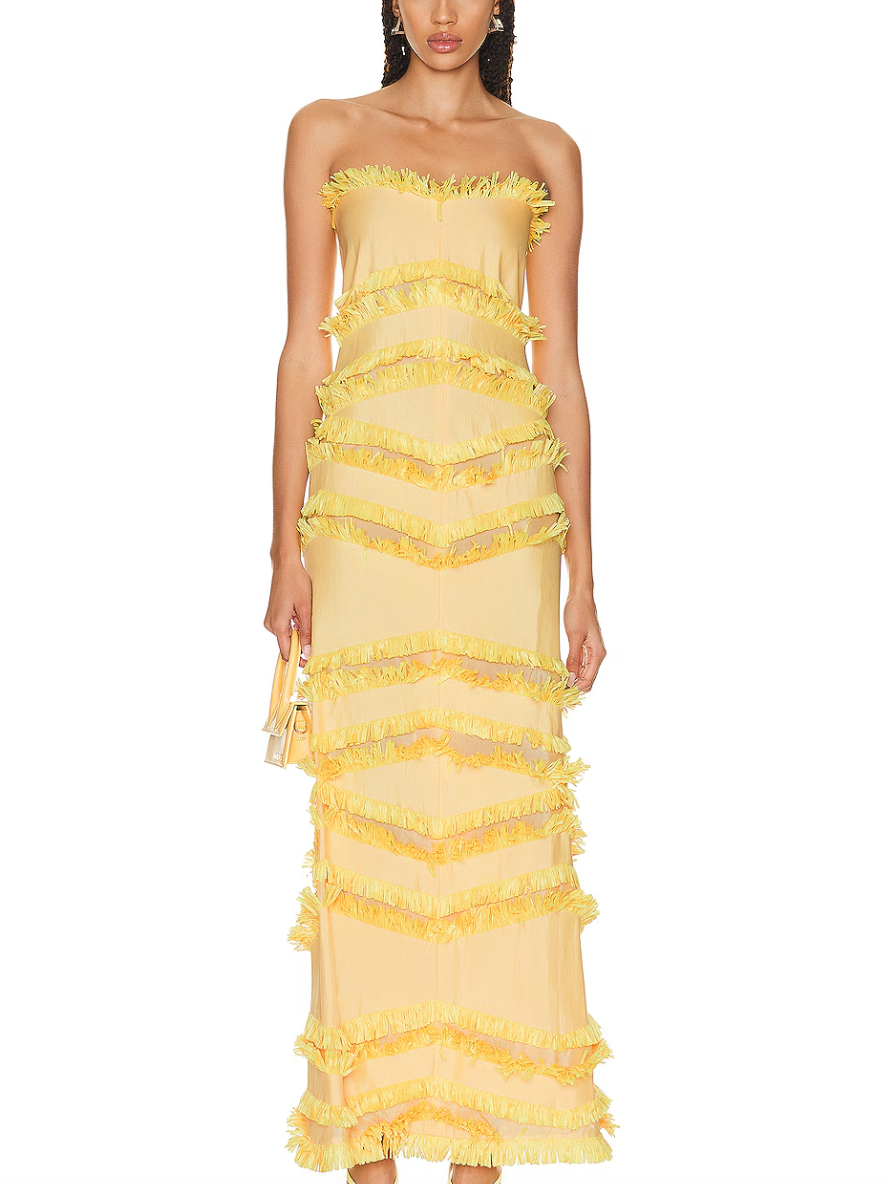 Margaret Josephs' Yellow Fringe Maxi Dress