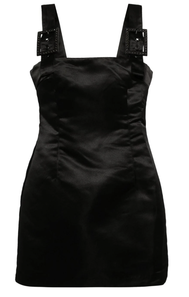Melissa Gorga's Black Buckle Strap Mini Dress