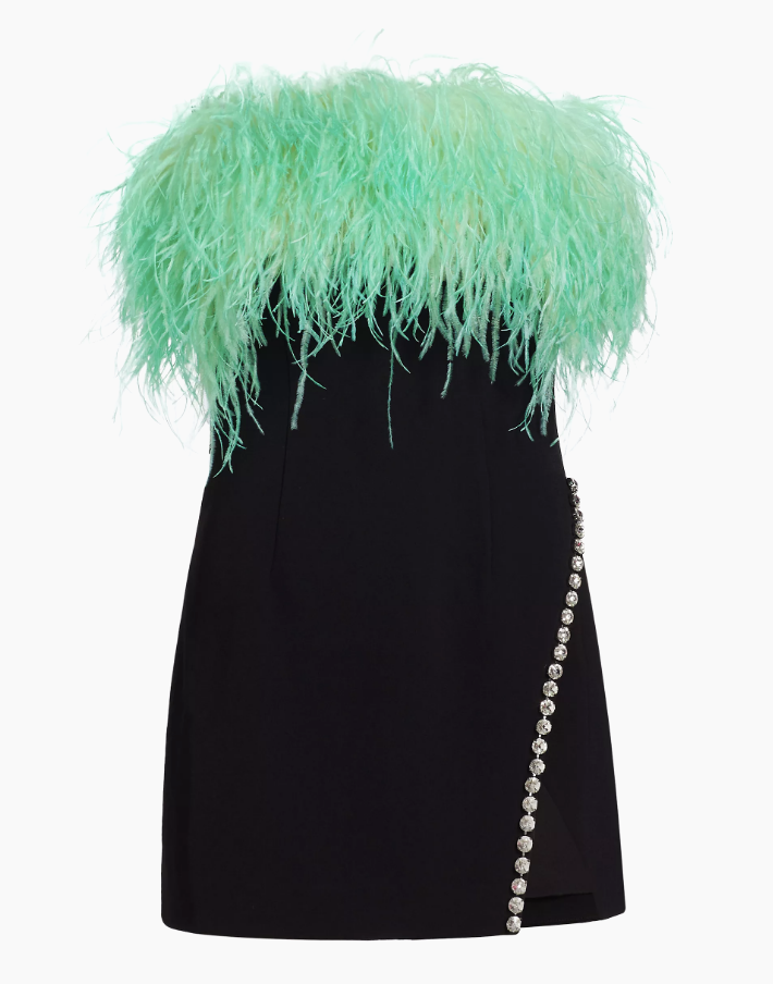 Stassi Schroeder's Black Feather Trim Dress