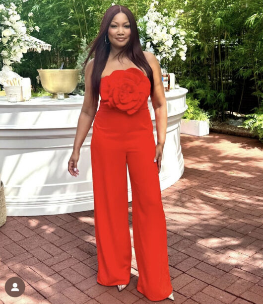 Garcelle Beauvais Red Strapless Rose Jumpsuit