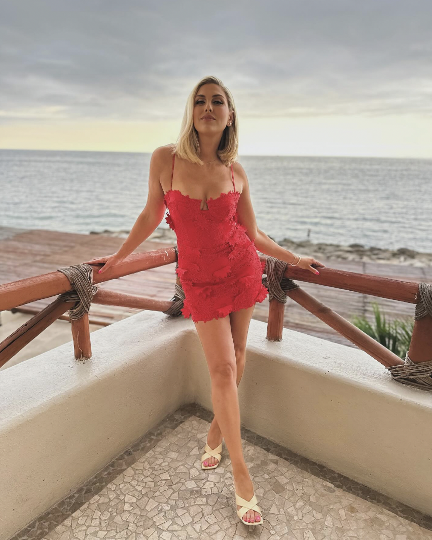 Gina Kirschenheiter's Red Lace Mini Dress 