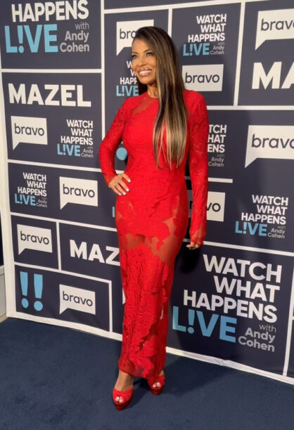 Dolores Catania's Red Sheer Lace Dress on WWHL